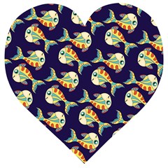 Fish Background Abstract Animal Wooden Puzzle Heart by Vaneshart