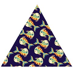 Fish Background Abstract Animal Wooden Puzzle Triangle by Vaneshart