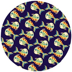 Fish Background Abstract Animal Wooden Puzzle Round by Vaneshart