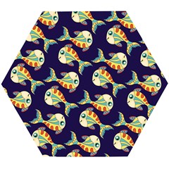 Fish Background Abstract Animal Wooden Puzzle Hexagon by Vaneshart