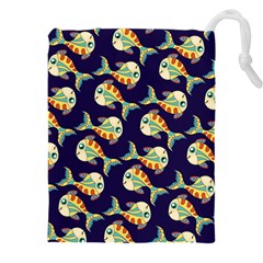 Fish Background Abstract Animal Drawstring Pouch (4xl) by Vaneshart