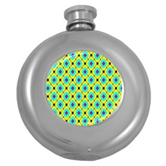 Pattern Tiles Square Design Modern Round Hip Flask (5 Oz) by Vaneshart