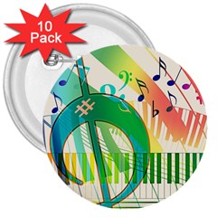 Music Piano Treble Clef Clef 3  Buttons (10 Pack)  by Vaneshart