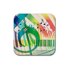 Music Piano Treble Clef Clef Rubber Coaster (square)  by Vaneshart