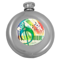 Music Piano Treble Clef Clef Round Hip Flask (5 Oz) by Vaneshart