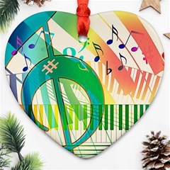 Music Piano Treble Clef Clef Heart Ornament (two Sides) by Vaneshart