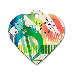 Music Piano Treble Clef Clef Dog Tag Heart (two Sides) by Vaneshart