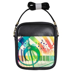 Music Piano Treble Clef Clef Girls Sling Bag by Vaneshart