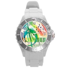 Music Piano Treble Clef Clef Round Plastic Sport Watch (l) by Vaneshart