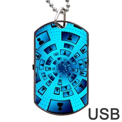 Social Media Smartphone Monitor Dog Tag Usb Flash (one Side) by Vaneshart