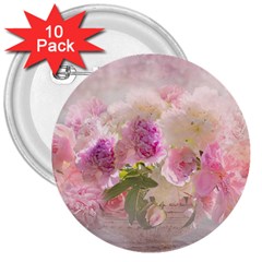 Nature Landscape Flowers Peonie 3  Buttons (10 Pack)  by Vaneshart