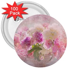 Nature Landscape Flowers Peonie 3  Buttons (100 Pack)  by Vaneshart