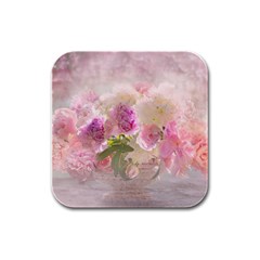 Nature Landscape Flowers Peonie Rubber Square Coaster (4 Pack)  by Vaneshart