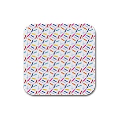 Sprinkles Flat Design Patter Food Rubber Square Coaster (4 Pack)  by Vaneshart