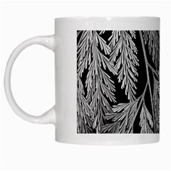 Fern Leaves Foliage Black And White White Mugs by Vaneshart