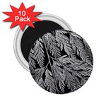 Fern Leaves Foliage Black And White 2.25  Magnets (10 pack)  Front