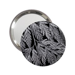 Fern Leaves Foliage Black And White 2 25  Handbag Mirrors by Vaneshart