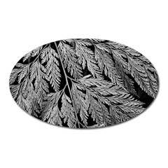 Fern Leaves Foliage Black And White Oval Magnet by Vaneshart