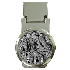 Fern Leaves Foliage Black And White Money Clip Watches by Vaneshart