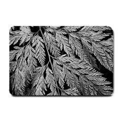 Fern Leaves Foliage Black And White Small Doormat  by Vaneshart