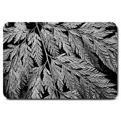 Fern Leaves Foliage Black And White Large Doormat  by Vaneshart