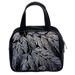 Fern Leaves Foliage Black And White Classic Handbag (two Sides) by Vaneshart