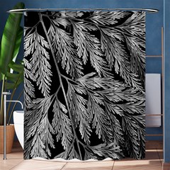 Fern Leaves Foliage Black And White Shower Curtain 60  X 72  (medium)  by Vaneshart