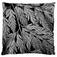 Fern Leaves Foliage Black And White Large Cushion Case (one Side) by Vaneshart