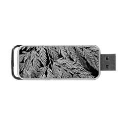 Fern Leaves Foliage Black And White Portable Usb Flash (two Sides) by Vaneshart