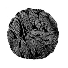 Fern Leaves Foliage Black And White Standard 15  Premium Round Cushions by Vaneshart