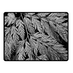 Fern Leaves Foliage Black And White Double Sided Fleece Blanket (small)  by Vaneshart