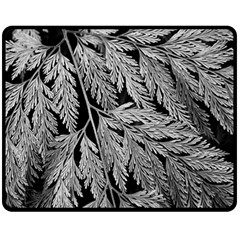 Fern Leaves Foliage Black And White Double Sided Fleece Blanket (medium)  by Vaneshart