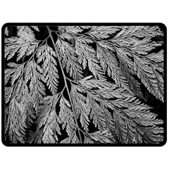 Fern Leaves Foliage Black And White Double Sided Fleece Blanket (large)  by Vaneshart