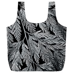 Fern Leaves Foliage Black And White Full Print Recycle Bag (xl) by Vaneshart