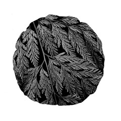 Fern Leaves Foliage Black And White Standard 15  Premium Flano Round Cushions by Vaneshart