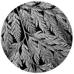 Fern Leaves Foliage Black And White Wooden Bottle Opener (round) by Vaneshart