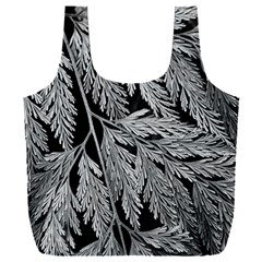 Fern Leaves Foliage Black And White Full Print Recycle Bag (xxl)