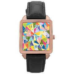 Abstract Background Colorful Rose Gold Leather Watch 