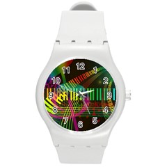 Music Piano Treble Clef Clef Round Plastic Sport Watch (m) by Vaneshart