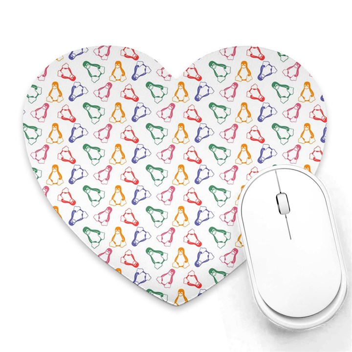 Linux Kernel Penguin Pattern Logo Heart Mousepads