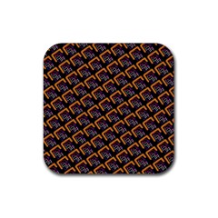 Abstract Orange Geometric Pattern Rubber Coaster (square)  by Vaneshart