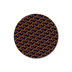 Abstract Orange Geometric Pattern Rubber Coaster (round)  by Vaneshart