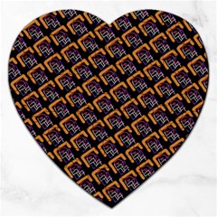 Abstract Orange Geometric Pattern Jigsaw Puzzle (heart) by Vaneshart