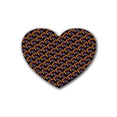 Abstract Orange Geometric Pattern Rubber Coaster (heart)  by Vaneshart