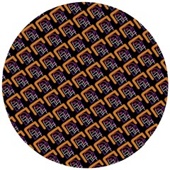 Abstract Orange Geometric Pattern Wooden Puzzle Round