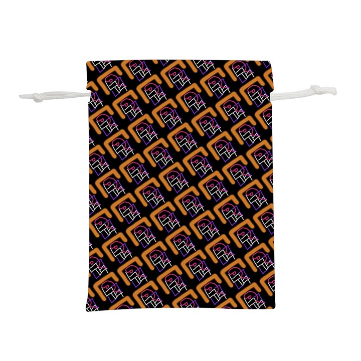 Abstract Orange Geometric Pattern Lightweight Drawstring Pouch (M)