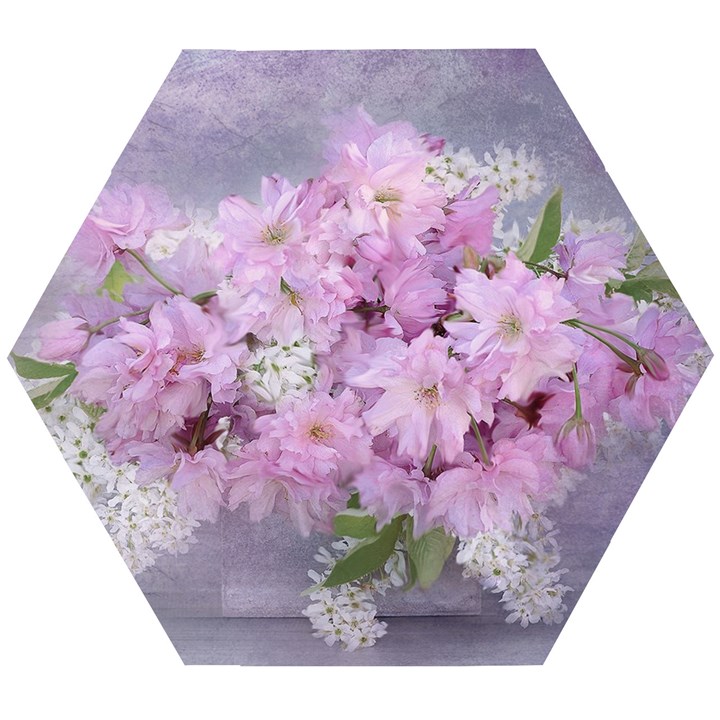 Nature Landscape Cherry Blossoms Wooden Puzzle Hexagon