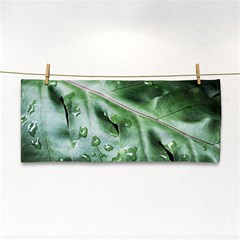 Green Wet Rain Water Drops Plant Hand Towel by Vaneshart