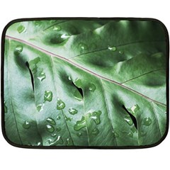 Green Wet Rain Water Drops Plant Fleece Blanket (mini) by Vaneshart