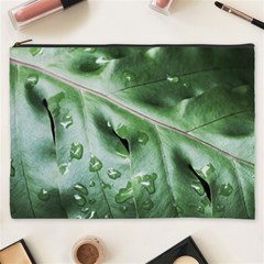 Green Wet Rain Water Drops Plant Cosmetic Bag (xxxl) by Vaneshart